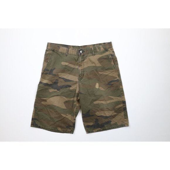 Vintage Dickies Mens 34 Distressed Spell Out Baggy Fit Camouflage Shorts Cotton - Picture 1 of 14
